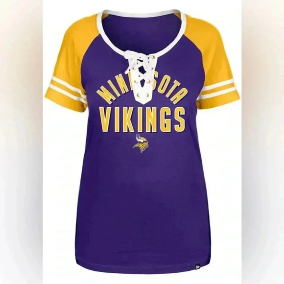 New Era Tops - New Era Top Purple Minnesota Vikings Lace Up Short Sleeve Tee Shirt Size Medium